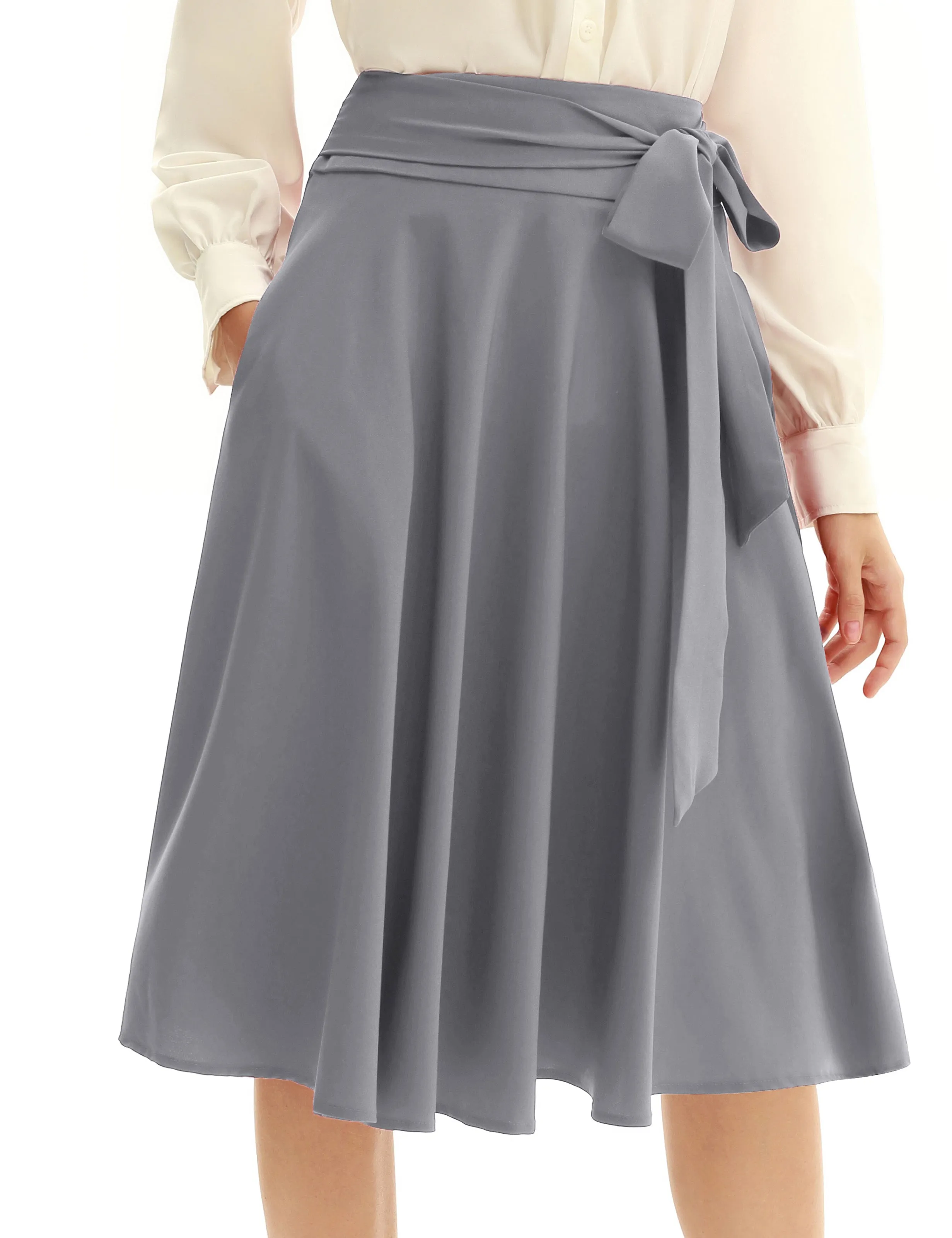 Women's High Waist A-Line Pockets Skirt