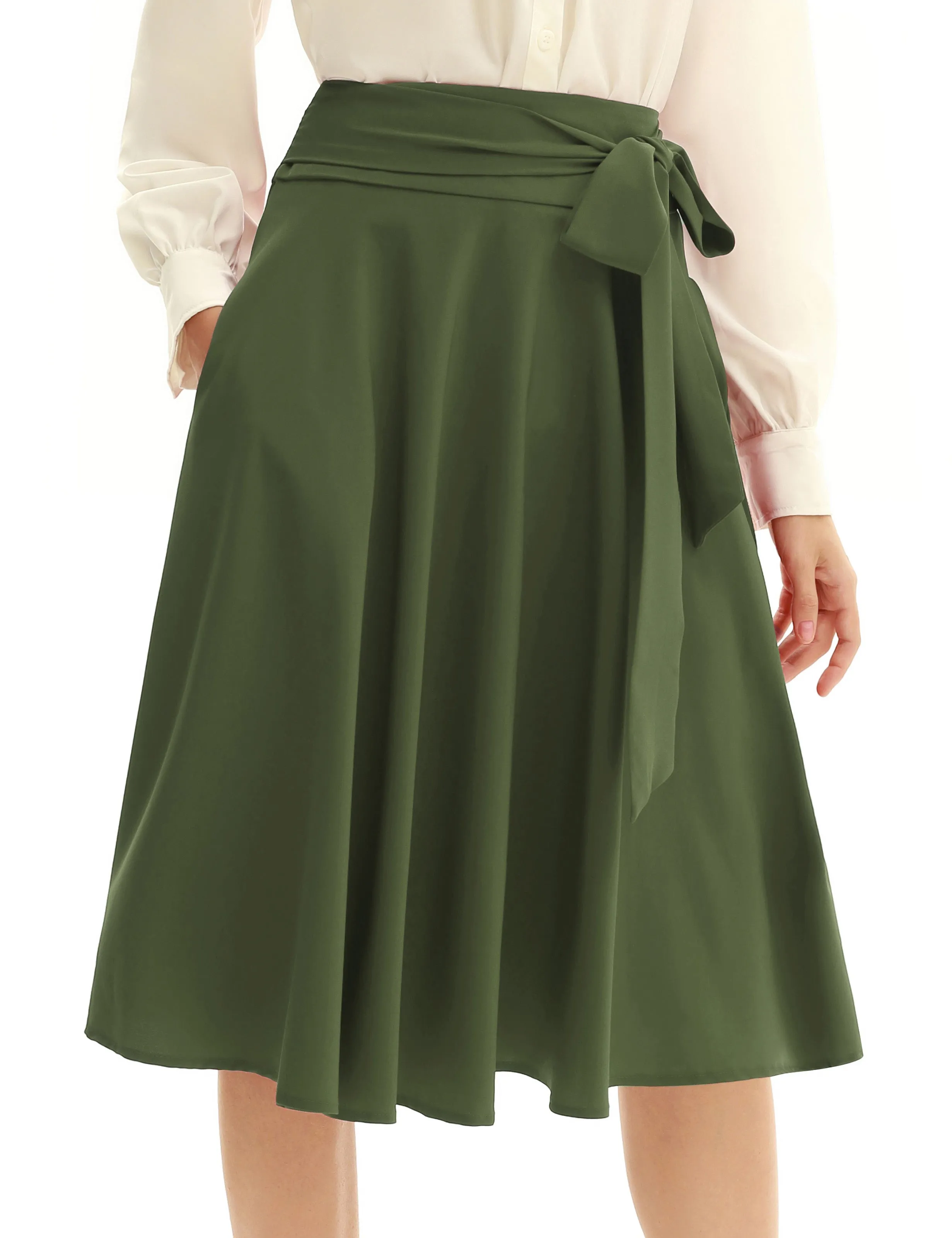 Women's High Waist A-Line Pockets Skirt